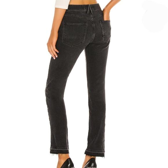 NEW Free People High Waisted Released Frayed Hem Slim Boyfriend Jean Faded Black - Picture 2 of 8